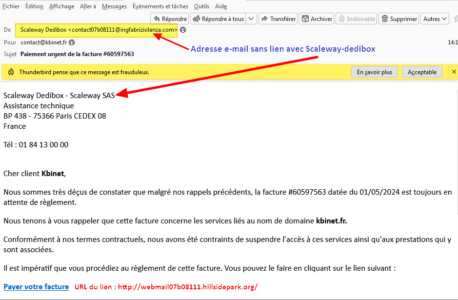 couriel d'un usurpateur Imge d'un e-mail de phishing